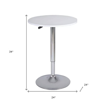 24" White and Silver Rounded Wood and Iron Bar Table HomeRoots