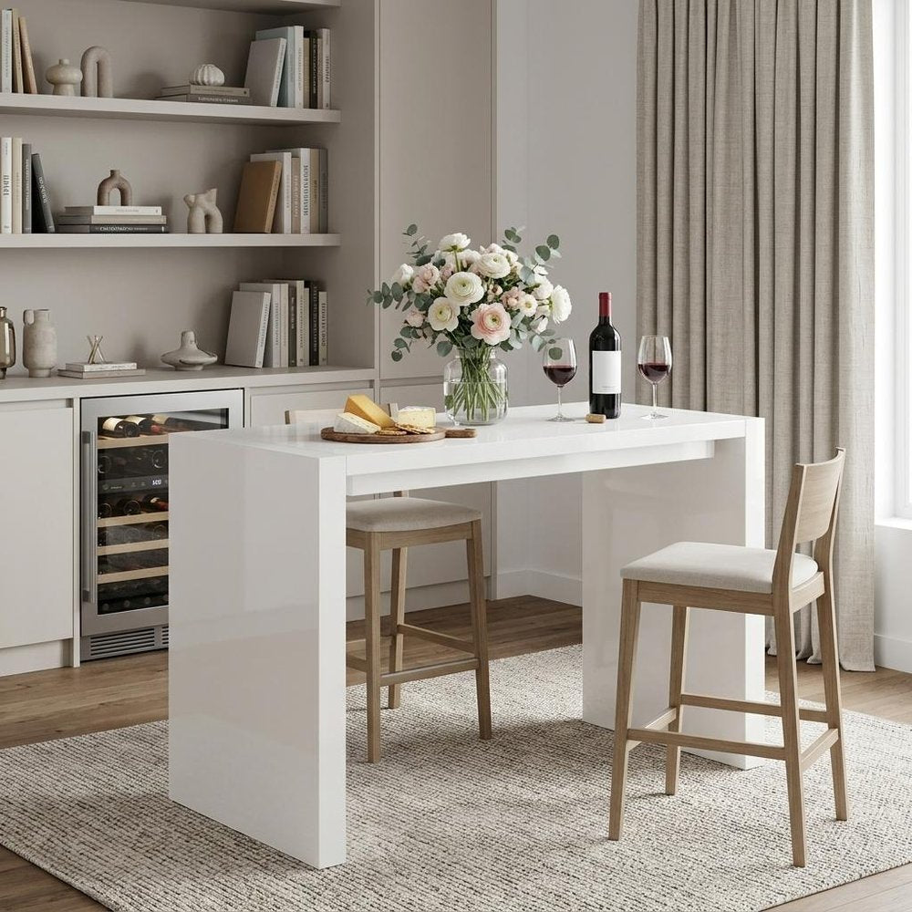 60" White Wood Rectangular Bar Height Bar Table HomeRoots