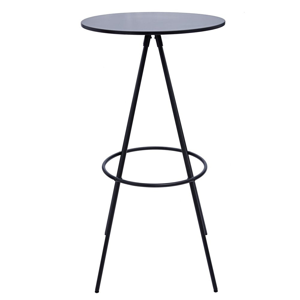 31" Black Rounded Wood and Iron Bar Table — view 1