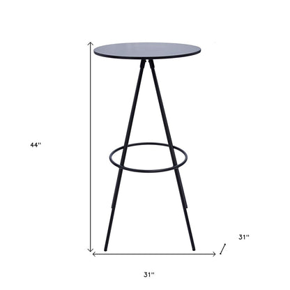 31" Black Rounded Wood and Iron Bar Table