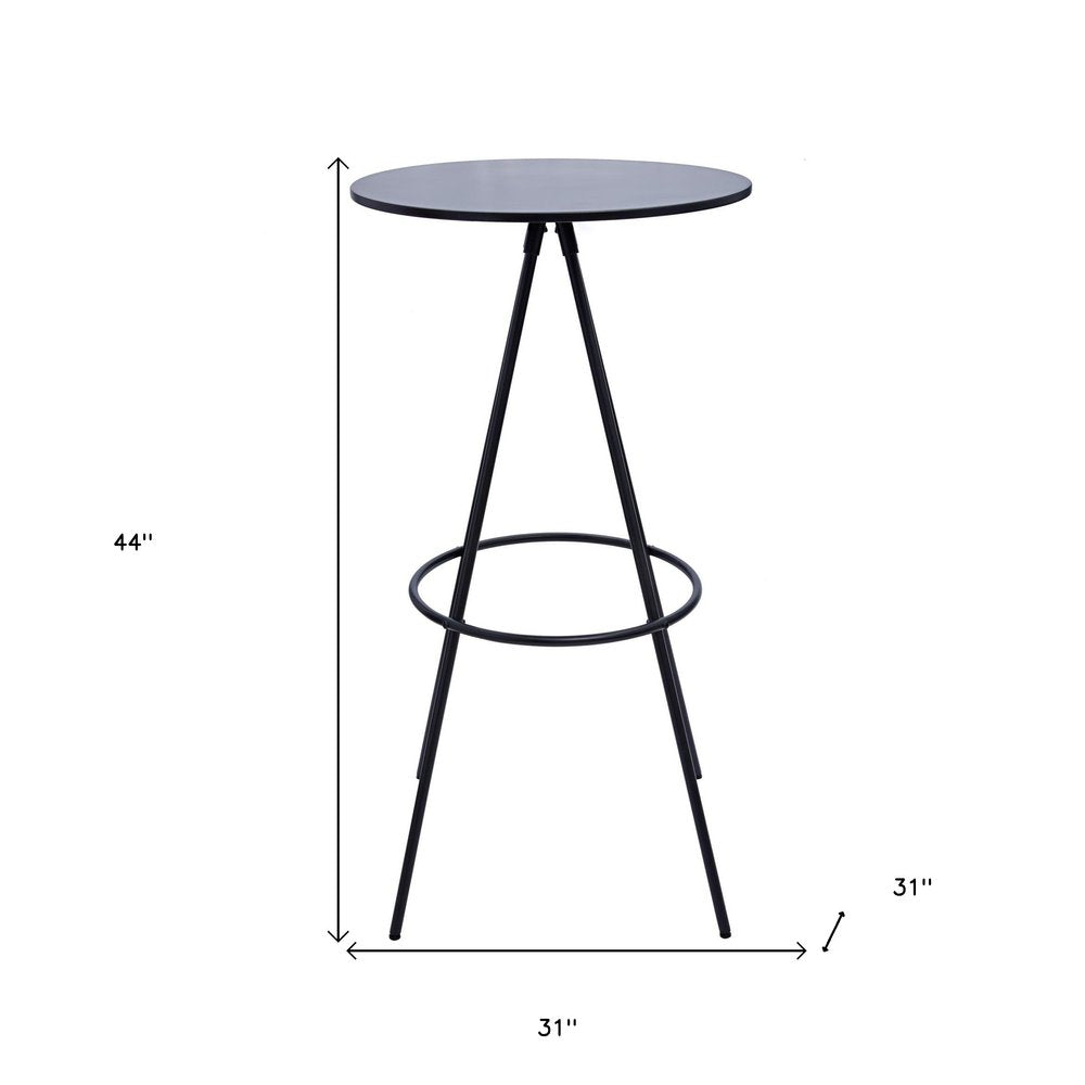 31" Black Rounded Wood and Iron Bar Table