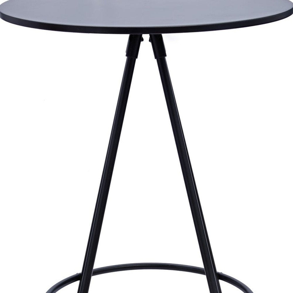 31" Black Rounded Wood and Iron Bar Table — view 4