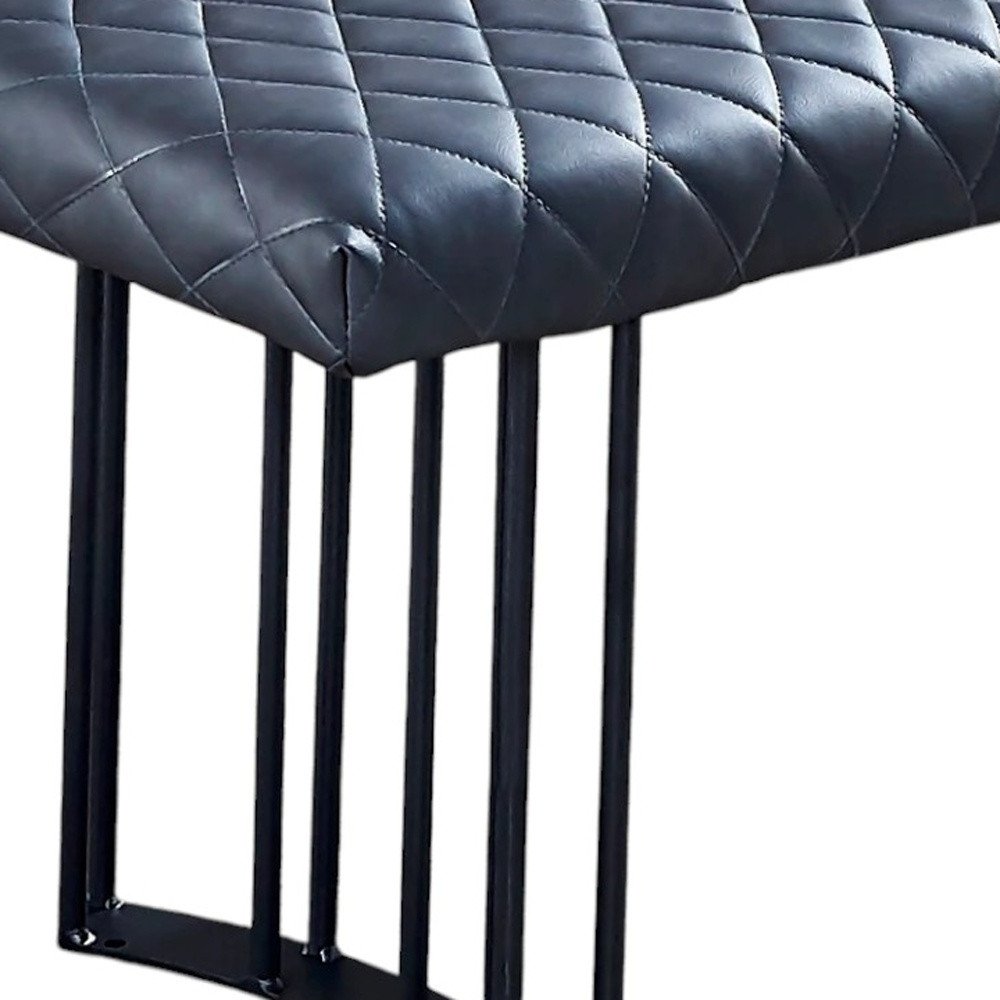 47" Dark Gray and Black Faux Leather Upholstered Dining Bench HomeRoots