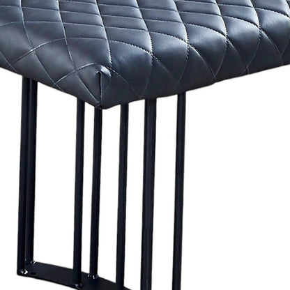 47" Dark Gray and Black Faux Leather Upholstered Dining Bench HomeRoots