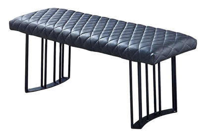 47" Dark Gray and Black Faux Leather Upholstered Dining Bench HomeRoots