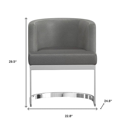 Gray And Silver Slipcovered Faux Leather And Metal Wing Back Dining Side Chair HomeRoots