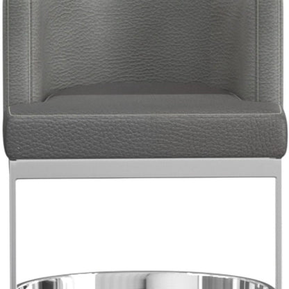Gray And Silver Slipcovered Faux Leather And Metal Wing Back Dining Side Chair HomeRoots