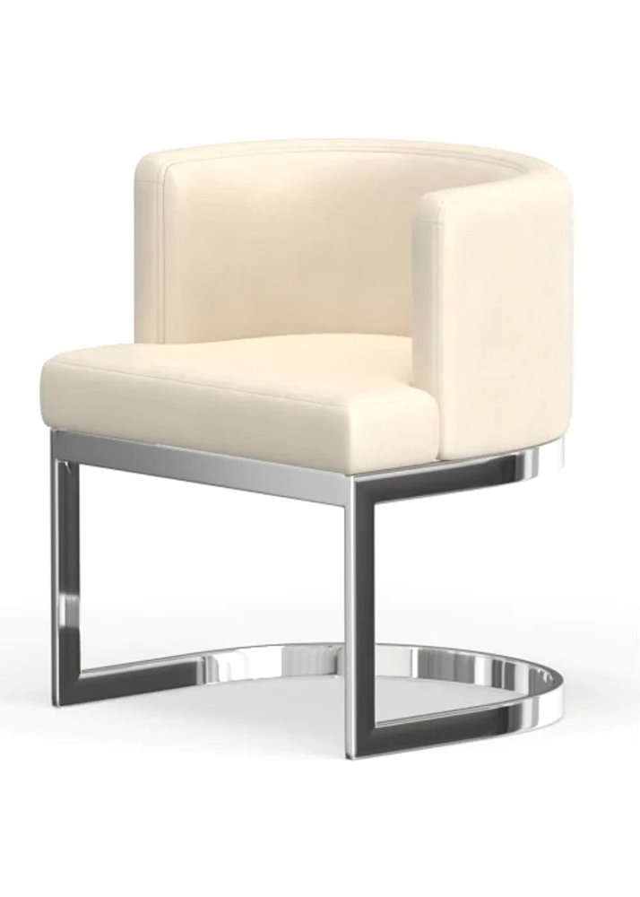 Gray And Silver Slipcovered Faux Leather And Metal Wing Back Dining Side Chair HomeRoots