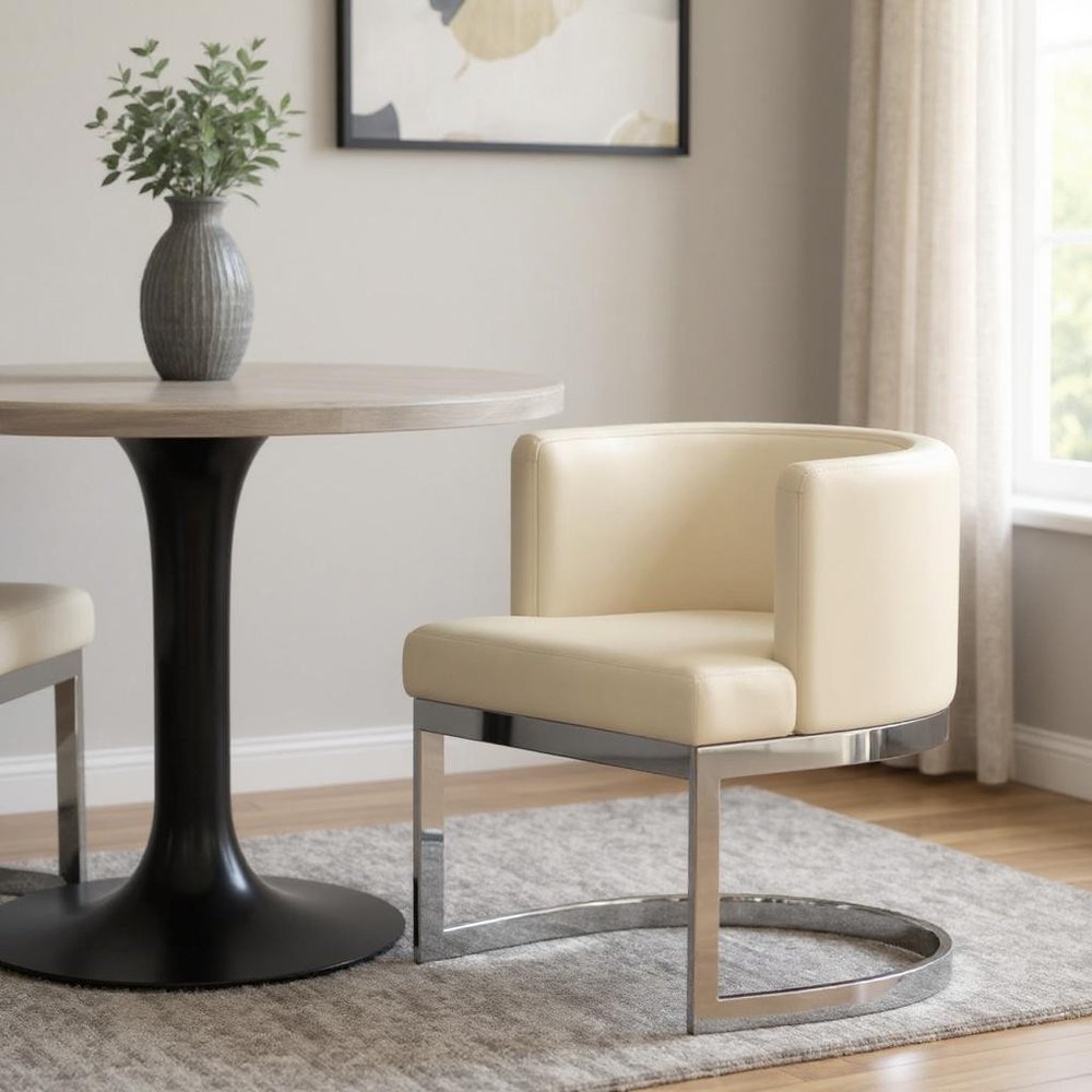 Gray And Silver Slipcovered Faux Leather And Metal Wing Back Dining Side Chair — view 10