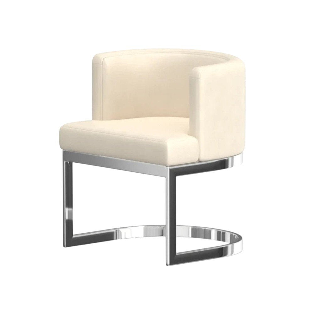 Gray And Silver Slipcovered Faux Leather And Metal Wing Back Dining Side Chair HomeRoots