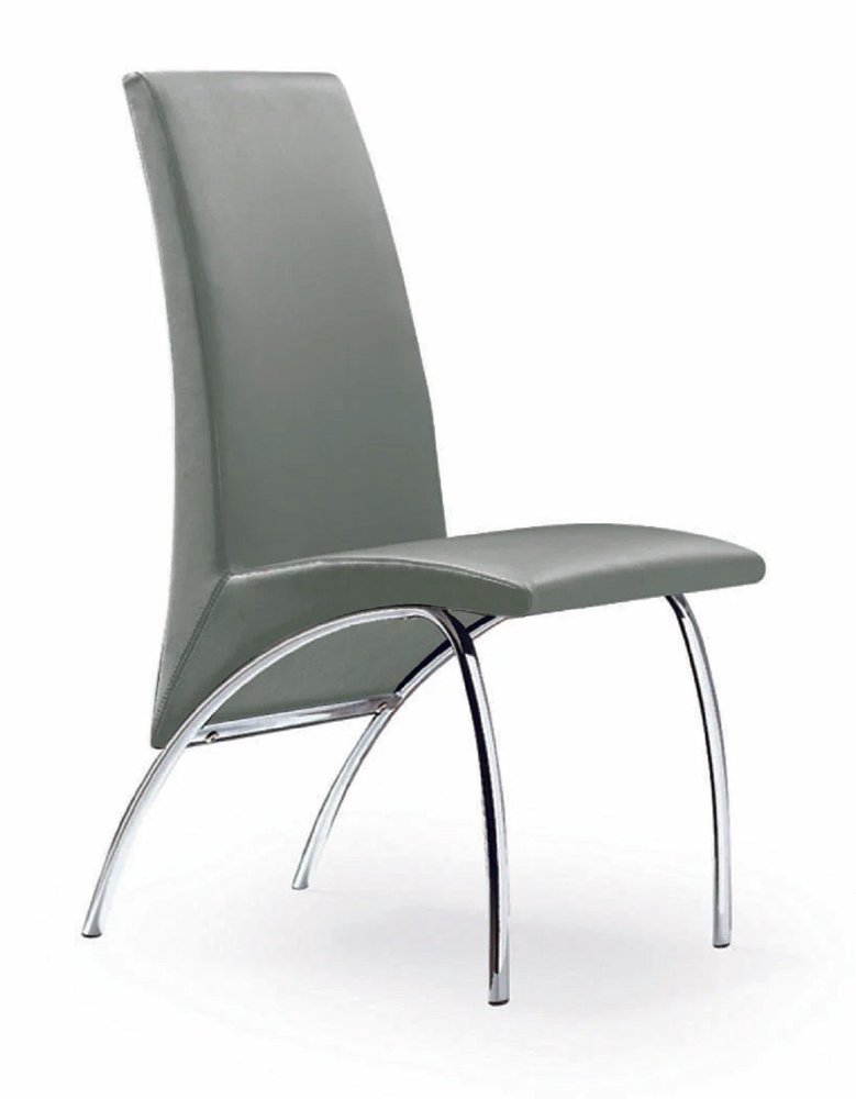 Set of Two Gray and Silver Upholstered Faux Leather Dining Side Chairs HomeRoots