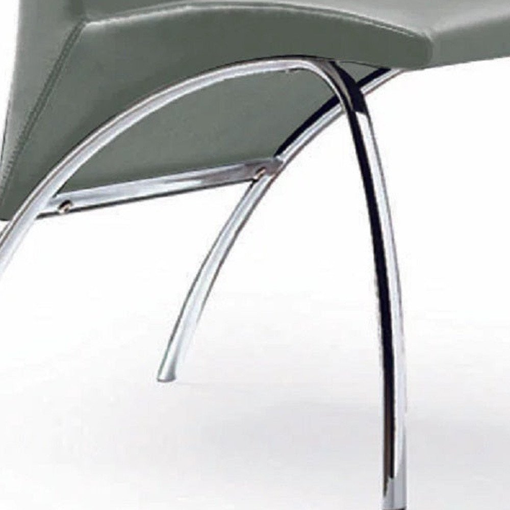 Set of Two Gray and Silver Upholstered Faux Leather Dining Side Chairs HomeRoots