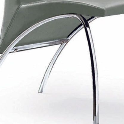 Set of Two Gray and Silver Upholstered Faux Leather Dining Side Chairs HomeRoots