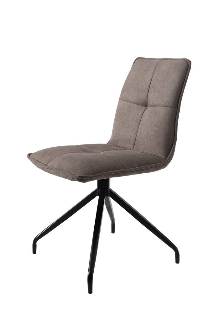 Set of Two Dark Brown And Black Fabric And Metal Swivel Dining Side Chairs HomeRoots
