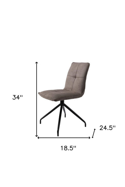 Set of Two Dark Brown And Black Fabric And Metal Swivel Dining Side Chairs HomeRoots