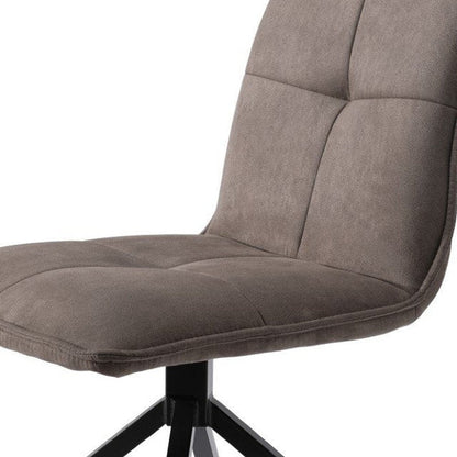 Set of Two Dark Brown And Black Fabric And Metal Swivel Dining Side Chairs HomeRoots