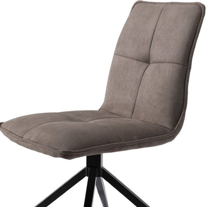 Set of Two Dark Brown And Black Fabric And Metal Swivel Dining Side Chairs HomeRoots