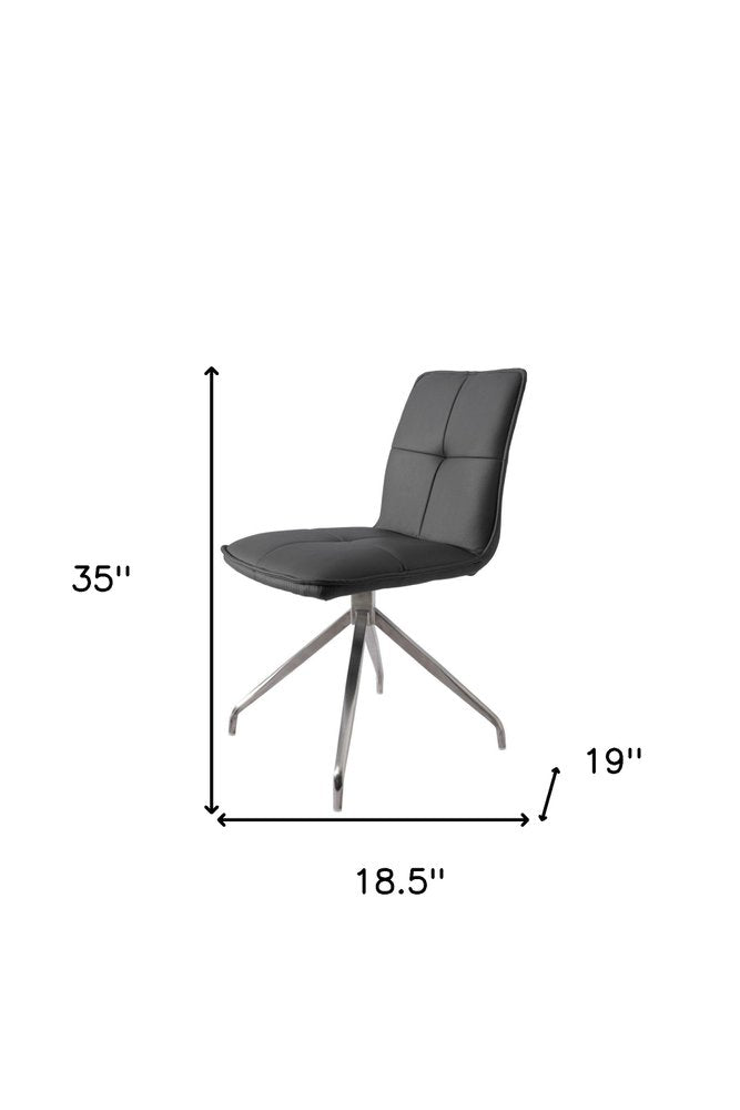 Set of Two Dark Brown And Black Fabric And Metal Swivel Dining Side Chairs — view 8