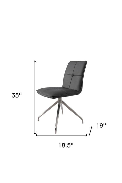 Set of Two Dark Brown And Black Fabric And Metal Swivel Dining Side Chairs HomeRoots