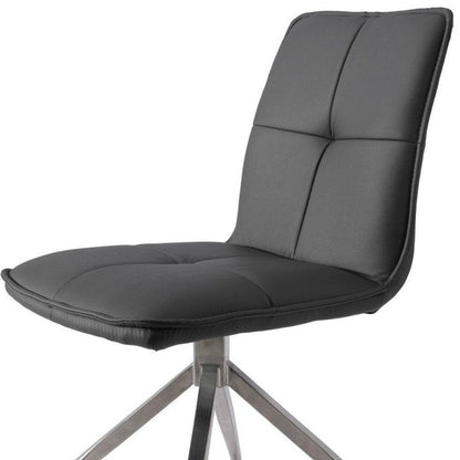 Set of Two Dark Brown And Black Fabric And Metal Swivel Dining Side Chairs HomeRoots