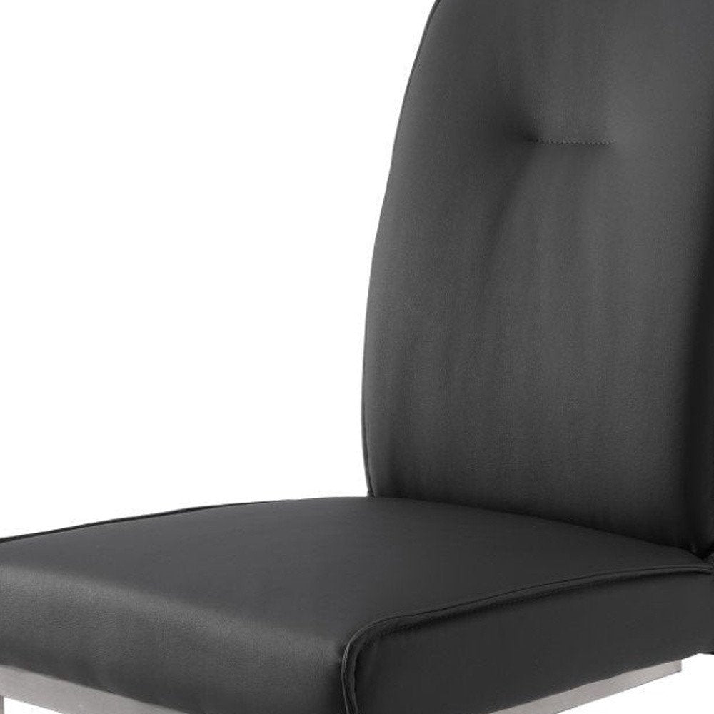 Set of Two White And Silver Tufted Faux Leather And Stainless Steel Dining Side Chairs — view 3