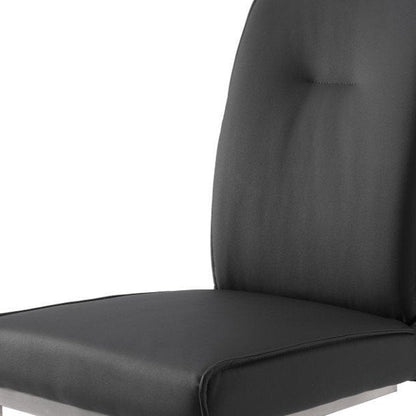 Set of Two White And Silver Tufted Faux Leather And Stainless Steel Dining Side Chairs HomeRoots
