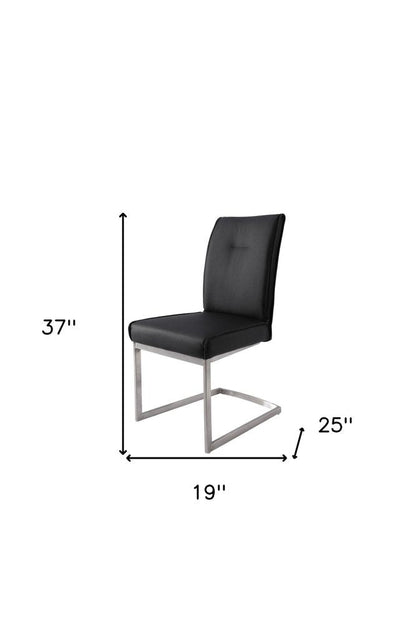 Set of Two White And Silver Tufted Faux Leather And Stainless Steel Dining Side Chairs HomeRoots