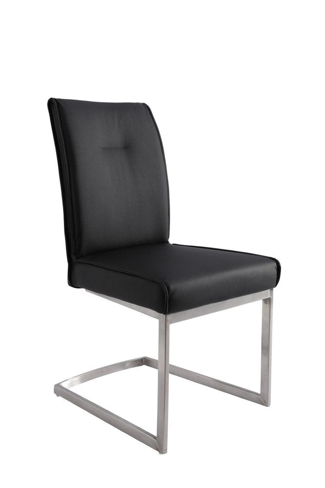Set of Two White And Silver Tufted Faux Leather And Stainless Steel Dining Side Chairs — view 11