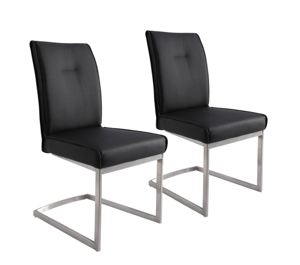Set of Two White And Silver Tufted Faux Leather And Stainless Steel Dining Side Chairs — view 12