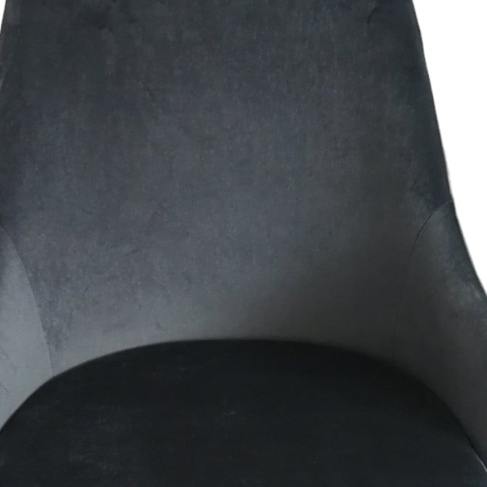 Set of Two Charcoal Black And Gold Tufted Fabric And Metal Dining Side Chairs — view 8