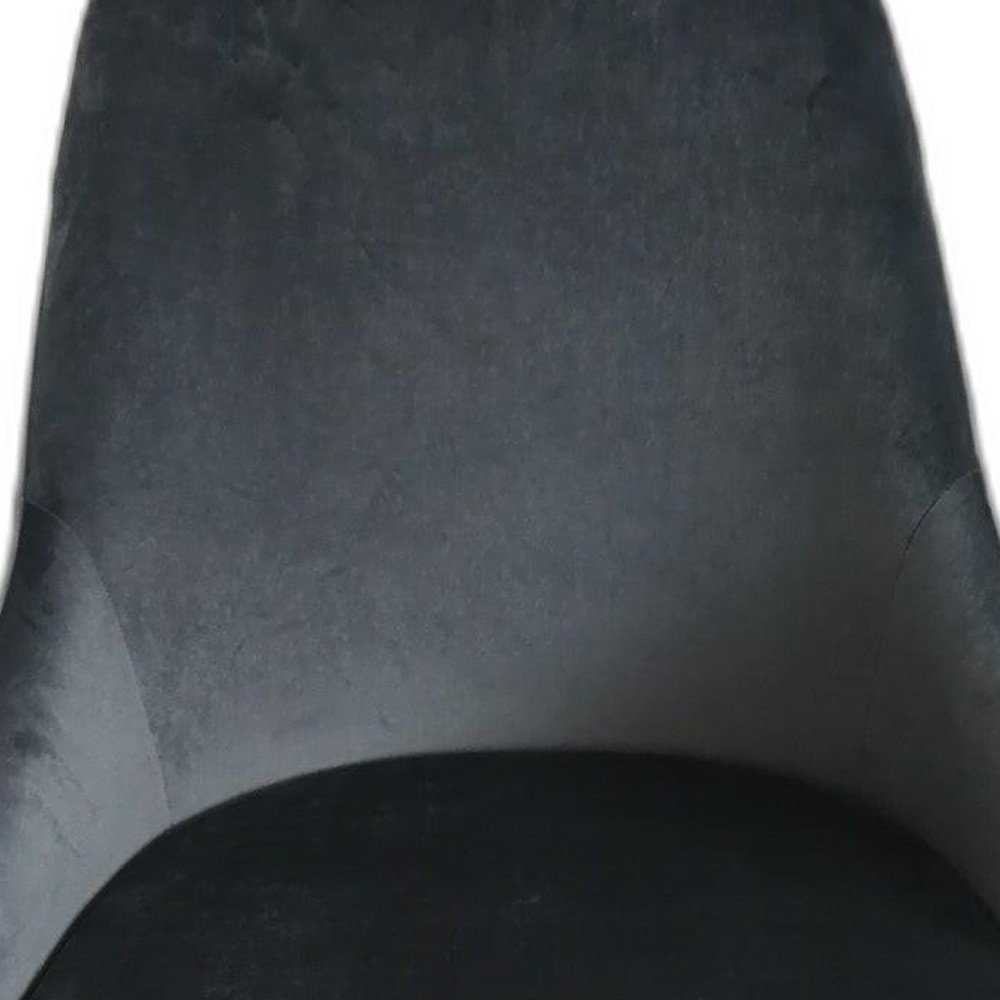 Set of Two Charcoal Black And Gold Tufted Fabric And Metal Dining Side Chairs — view 2