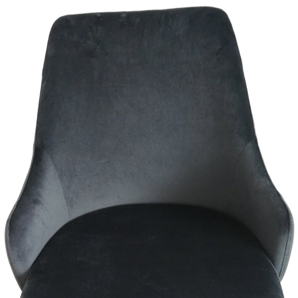 Set of Two Charcoal Black And Gold Tufted Fabric And Metal Dining Side Chairs — view 4