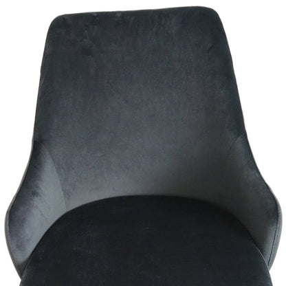 Set of Two Charcoal Black And Gold Tufted Fabric And Metal Dining Side Chairs