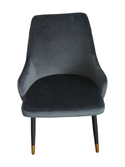 Set of Two Charcoal Black And Gold Tufted Fabric And Metal Dining Side Chairs HomeRoots