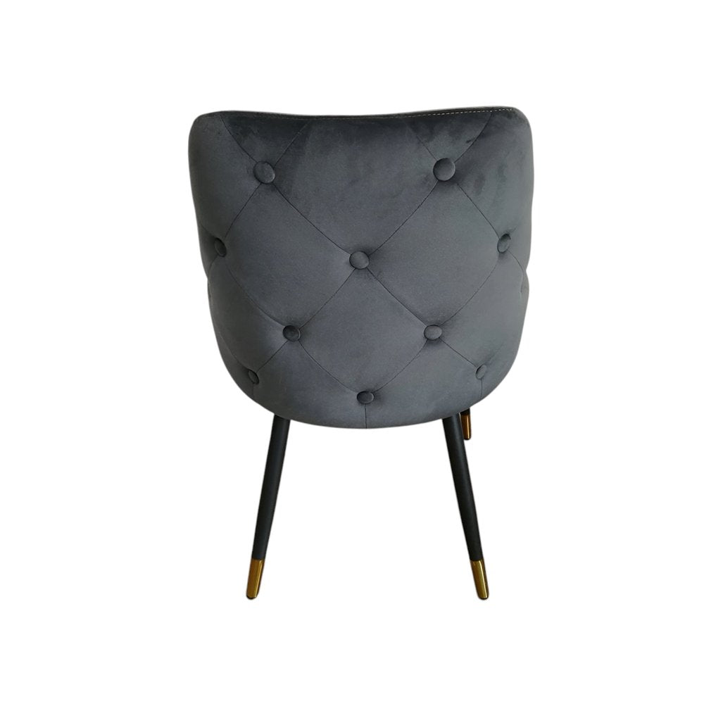 Set of Two Charcoal Black And Gold Tufted Fabric And Metal Dining Side Chairs — view 5