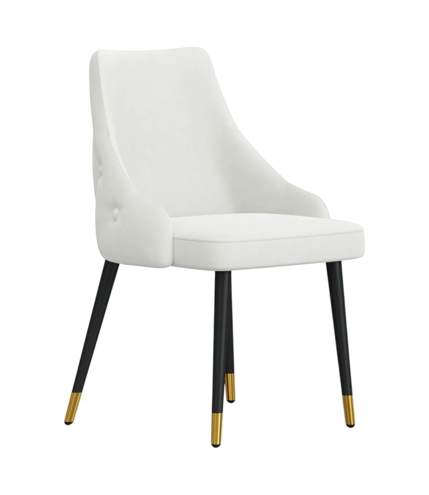 Set of Two White Black And Gold Fabric And Metal Dining Side Chairs — view 5