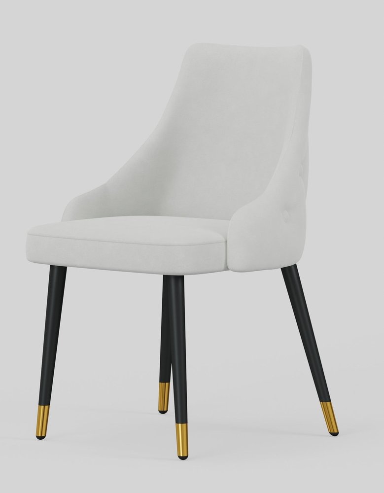 Set of Two White Black And Gold Fabric And Metal Dining Side Chairs HomeRoots