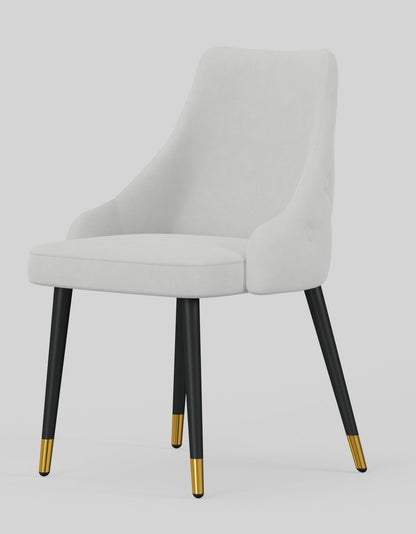Set of Two White Black And Gold Fabric And Metal Dining Side Chairs HomeRoots
