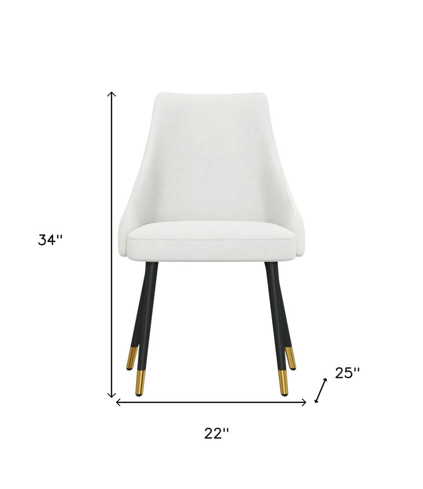 Set of Two White Black And Gold Fabric And Metal Dining Side Chairs HomeRoots