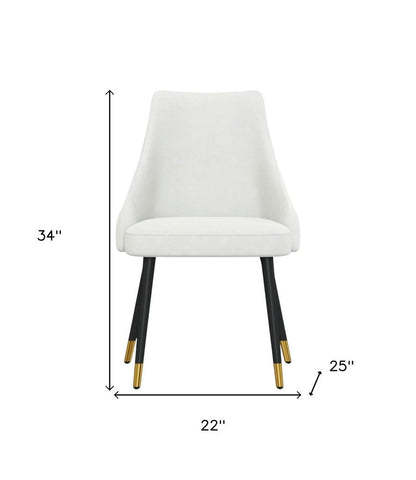 Set of Two White Black And Gold Fabric And Metal Dining Side Chairs HomeRoots