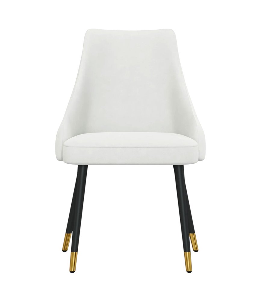 Set of Two White Black And Gold Fabric And Metal Dining Side Chairs HomeRoots