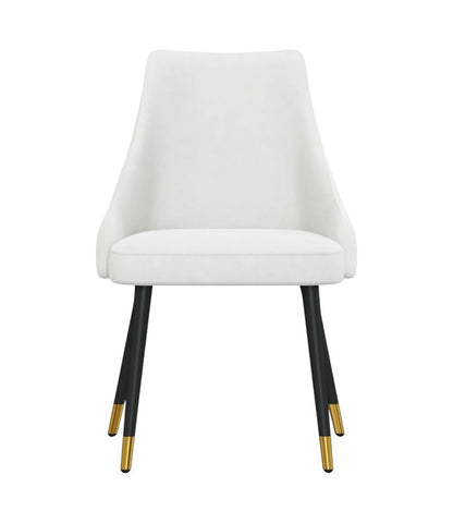 Set of Two White Black And Gold Fabric And Metal Dining Side Chairs HomeRoots