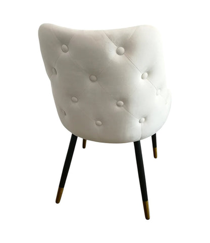 Set of Two White Black And Gold Fabric And Metal Dining Side Chairs HomeRoots