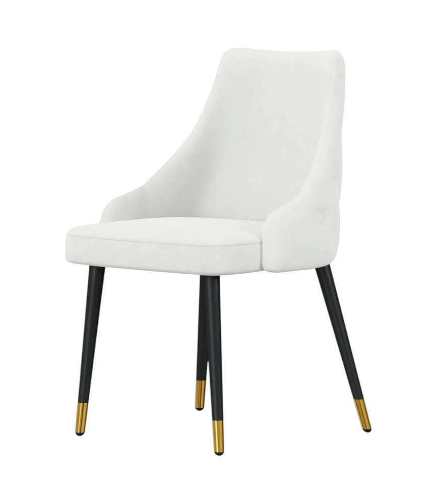 Set of Two White Black And Gold Fabric And Metal Dining Side Chairs — view 4