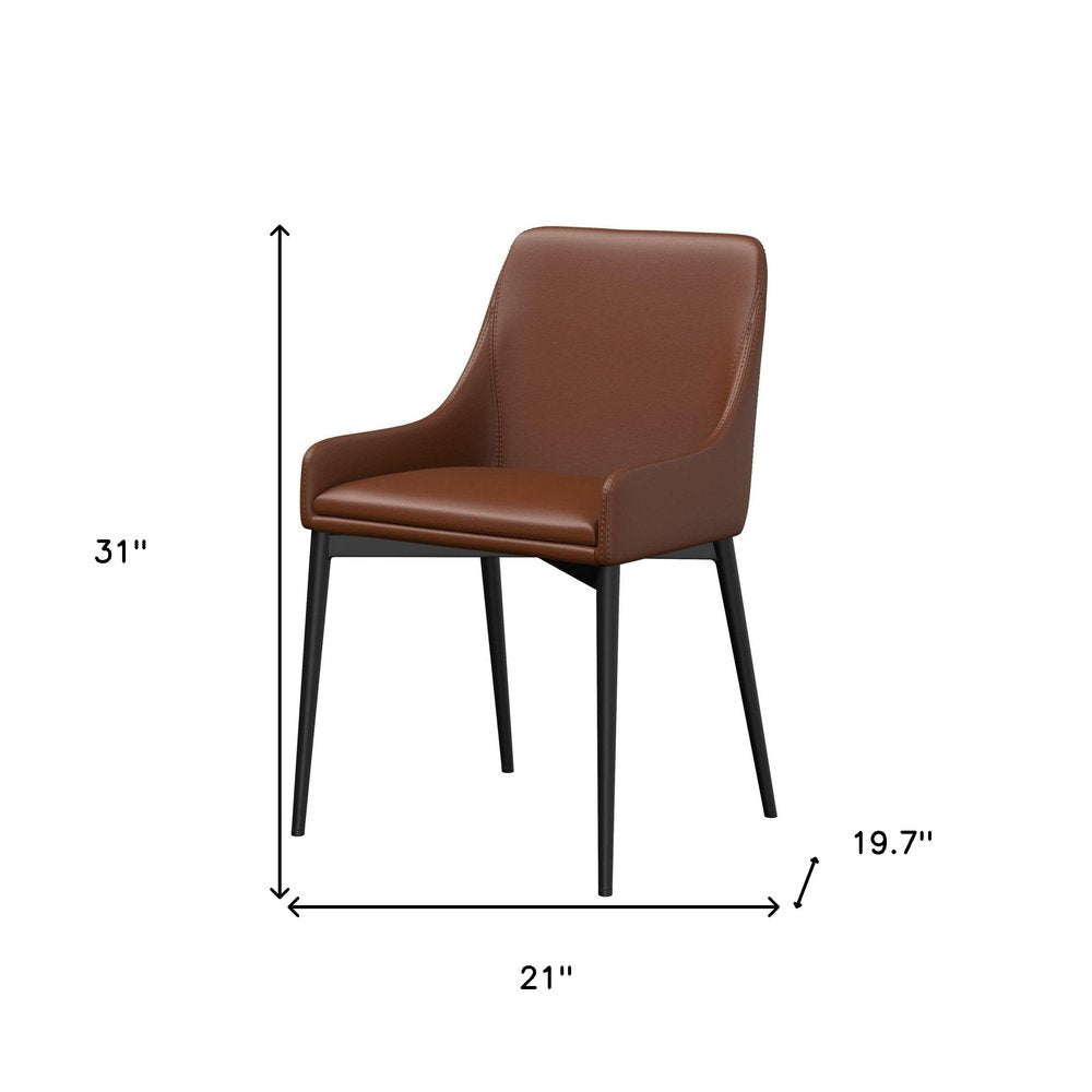 Set of Two White and Black Faux Leather Dining Side Chairs