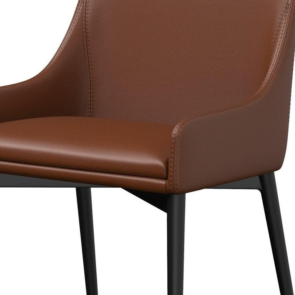 Set of Two White and Black Faux Leather Dining Side Chairs — view 11