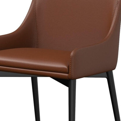 Set of Two White and Black Faux Leather Dining Side Chairs