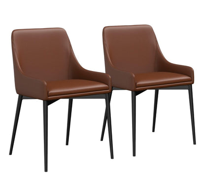 Set of Two White and Black Faux Leather Dining Side Chairs