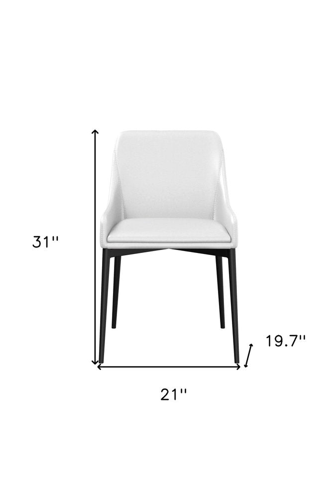 Set of Two White and Black Faux Leather Dining Side Chairs — view 2
