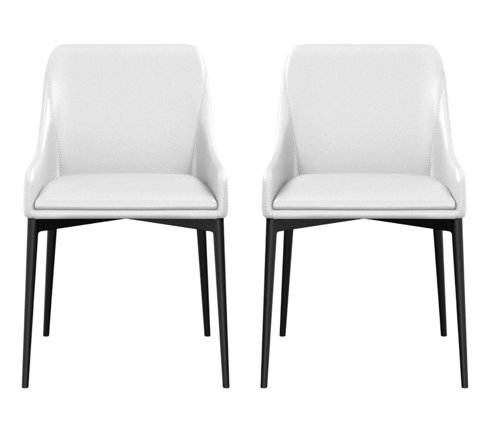 Set of Two White and Black Faux Leather Dining Side Chairs — view 4